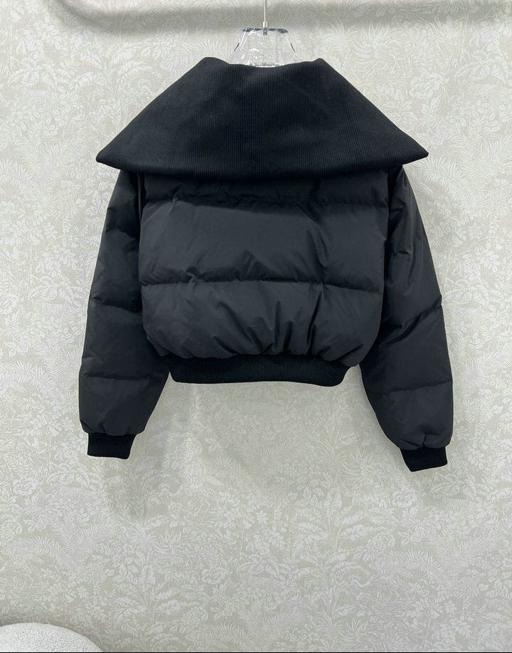 CROPPED INSULATED JACKET WITH WIDE COLLAR