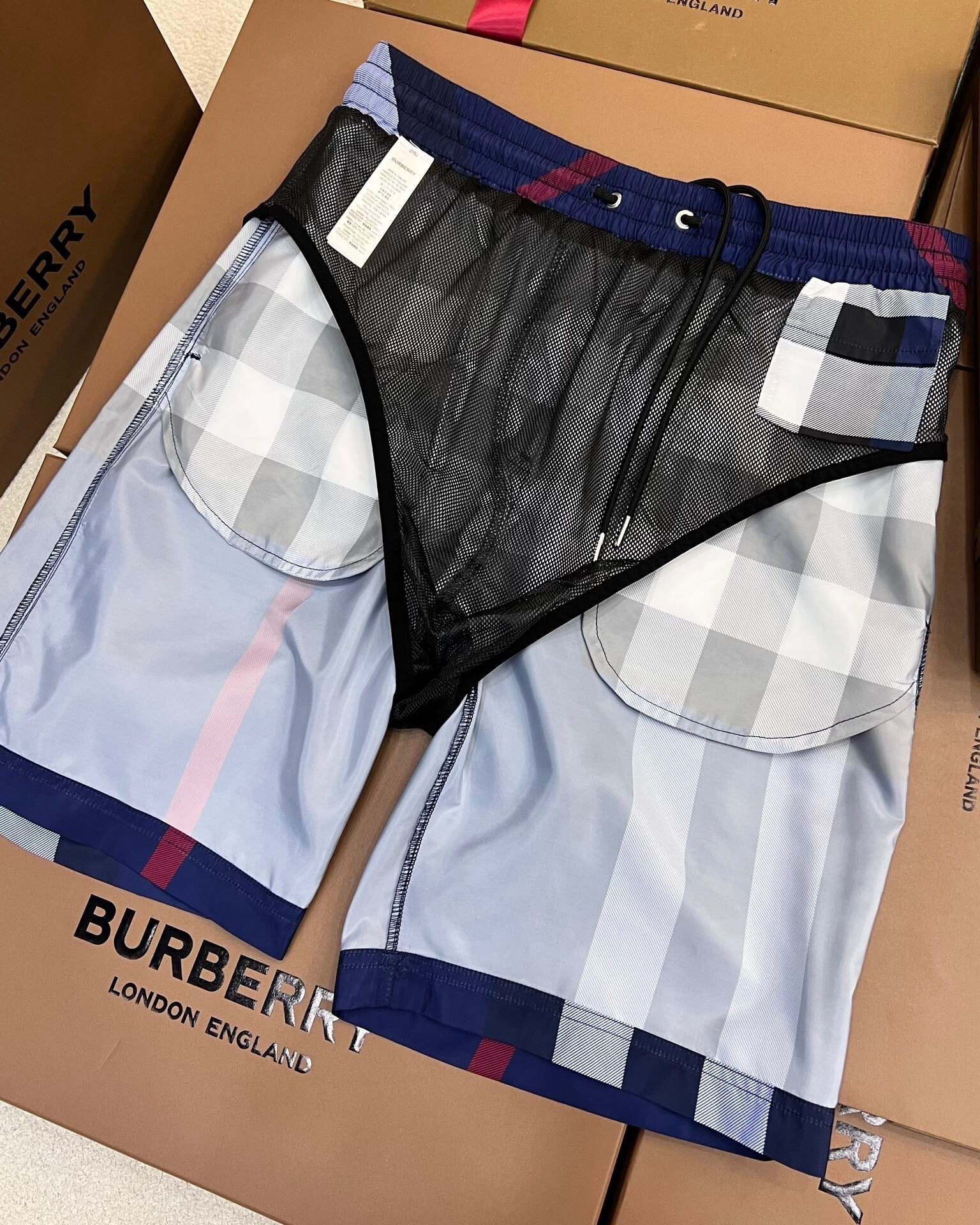 CHECK PRINT SWIM SHORTS – NAVY EDITION