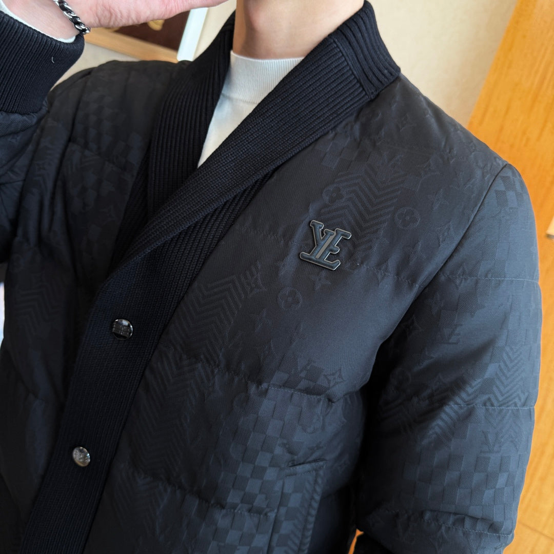 QUILTED KNIT-COLLAR PADDED JACKET