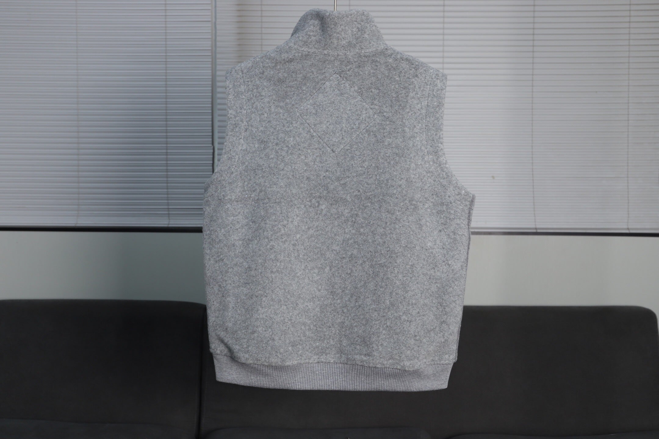 GREY ZIP-UP WOOL BLEND VEST