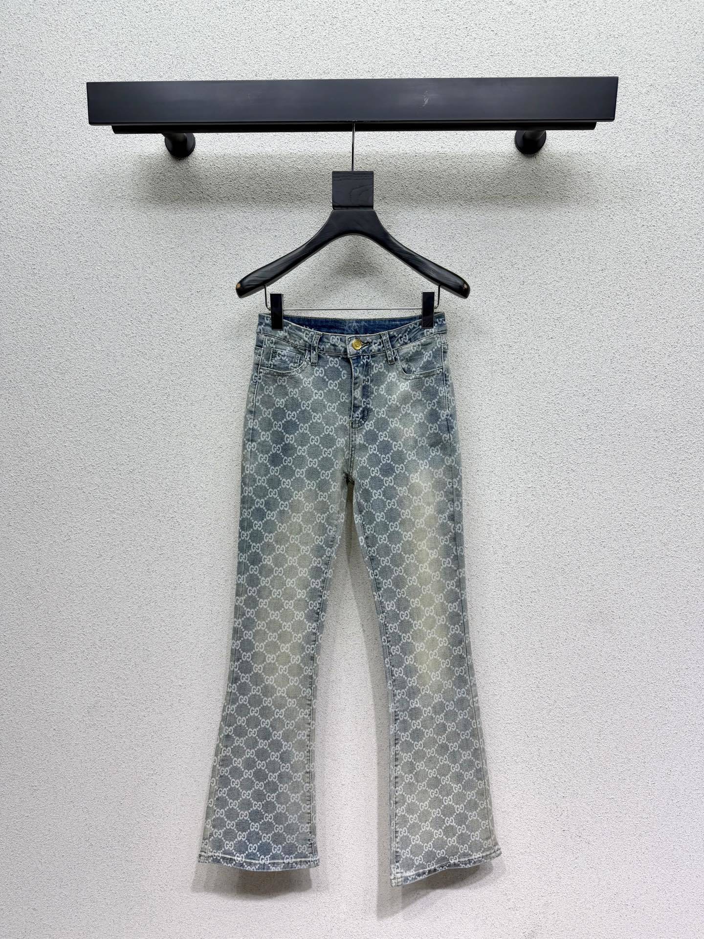 ALL-OVER MONOGRAM STRAIGHT LEG DENIM JEANS