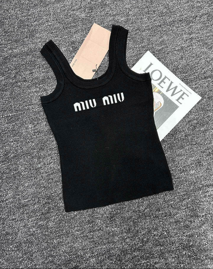 RIBBED LOGO KNIT TANK TOP