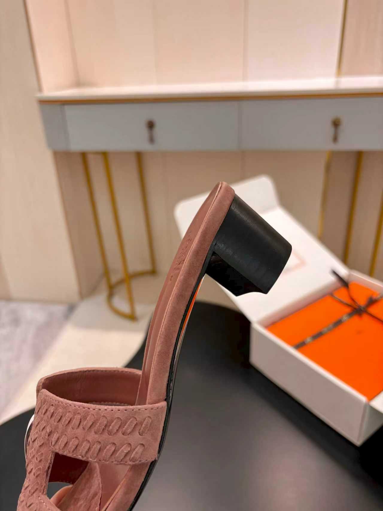 ROSE SUEDE HEELED SLIDE SANDALS