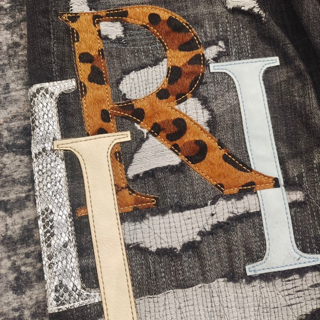 HEAVY DISTRESSED PATCHWORK SKINNY JEANS