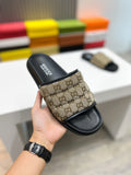 CLASSIC MONOGRAM PADDED SLIDE SANDALS – BEIGE