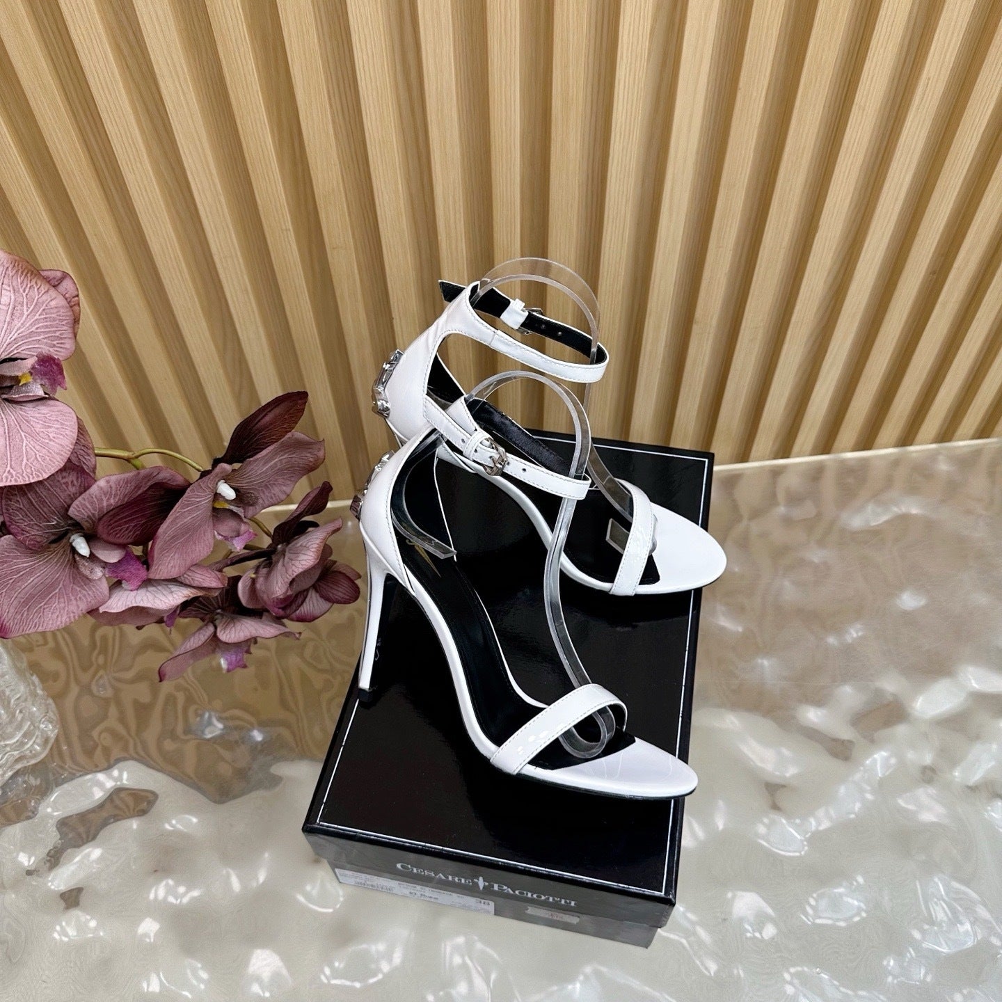PATENT WHITE STILETTO SANDALS – ELEGANT MINIMALIST EDITION