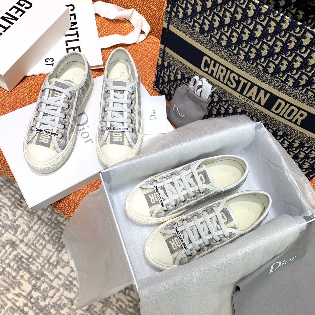 OBLIQUE PRINT LOW-TOP CANVAS SNEAKERS