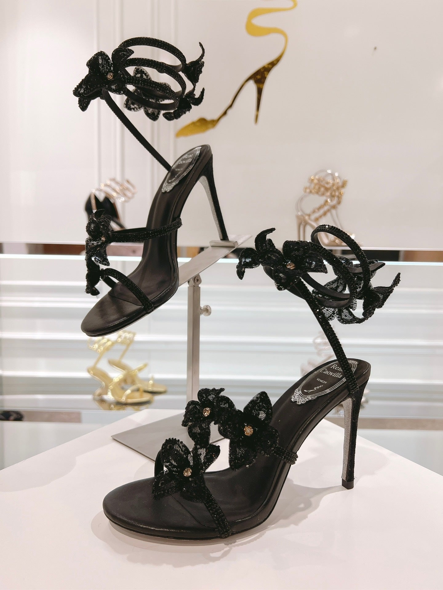MIDNIGHT FLORAL HEELS