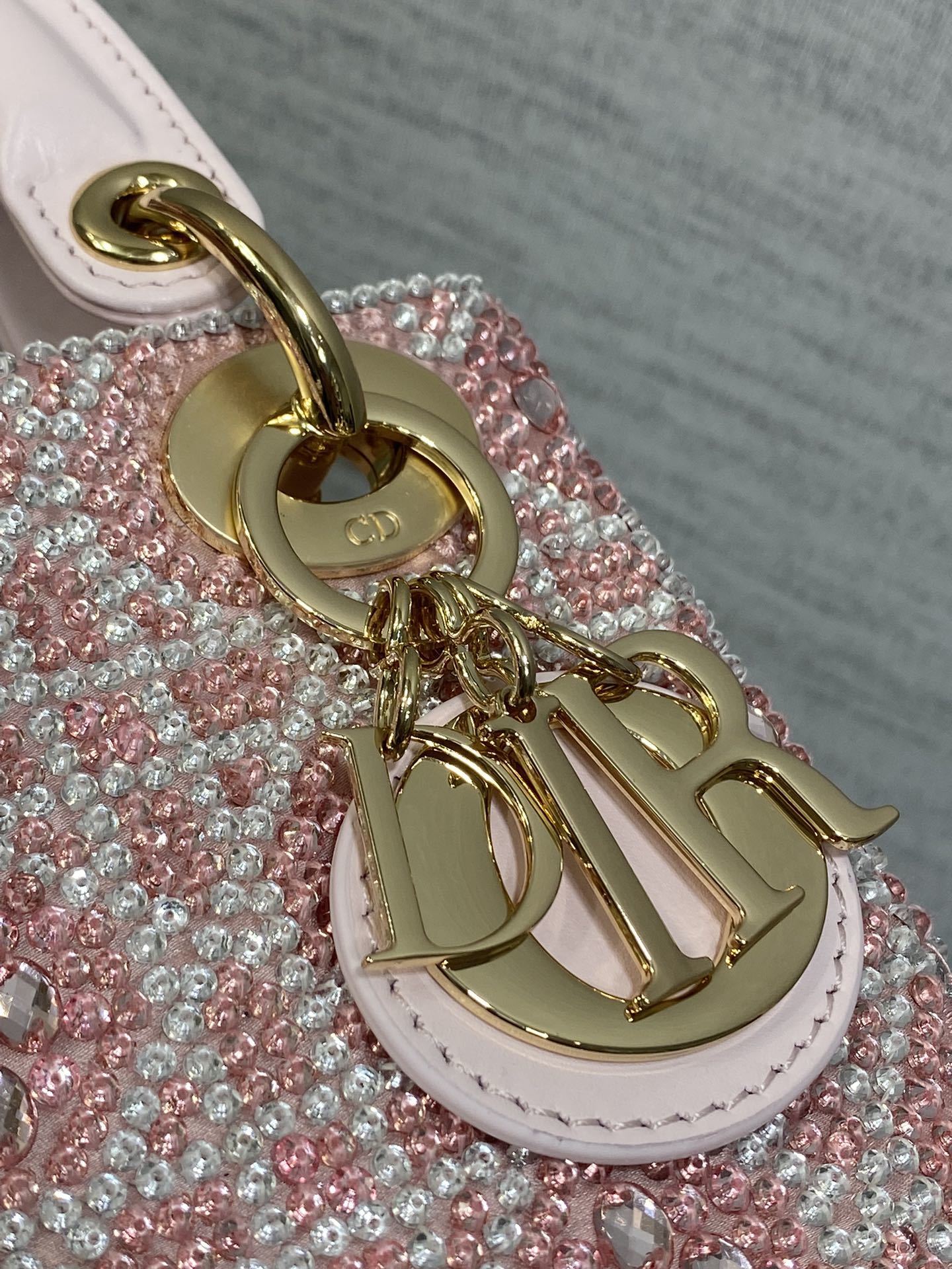 PINK EMBELLISHED MINI TOP-HANDLE BAG WITH CHAIN STRAP