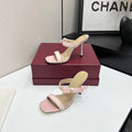 SOFT BLUSH LOGO STRAP STILETTO SANDALS