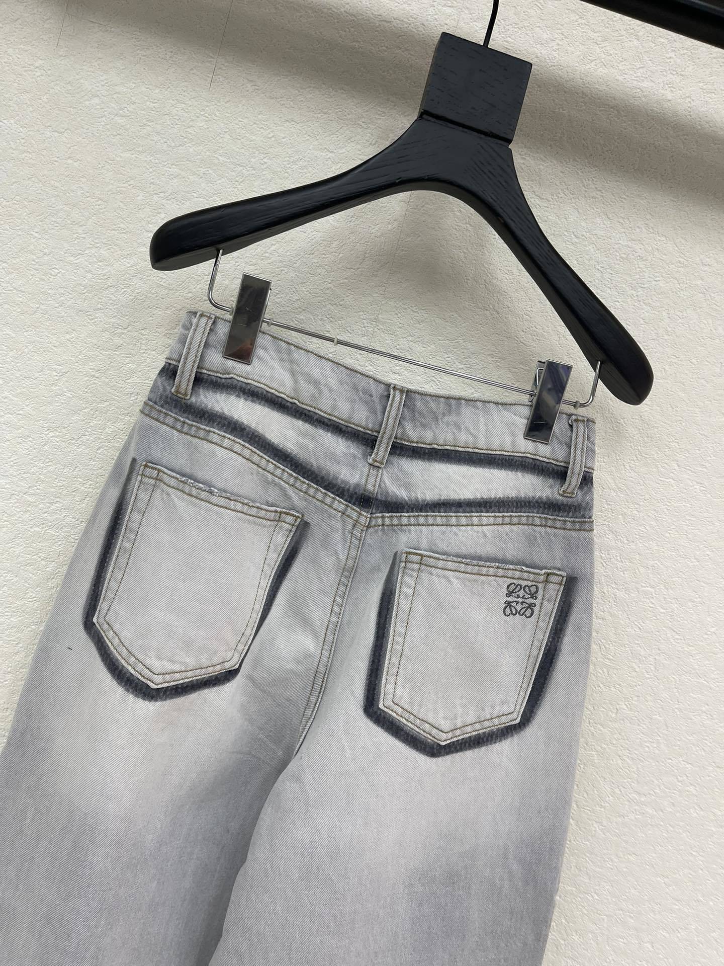 CRYSTAL EMBELLISHED WIDE LEG DENIM JEANS