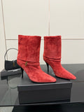 RED SUEDE HEEL BOOTS