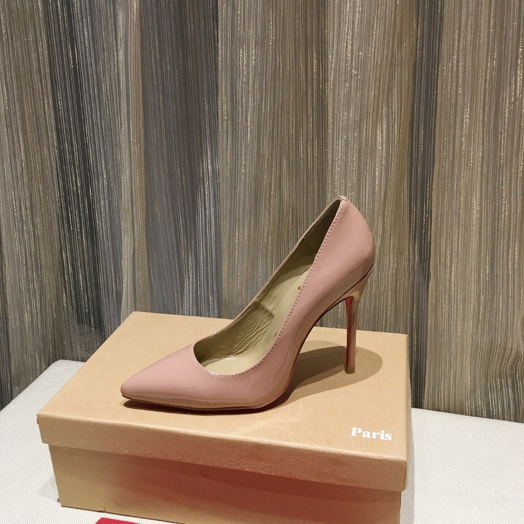 PATENT RED SOLE STILETTO PUMPS – BLUSH PINK