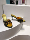 CRYSTAL EMBELLISHED MULE HEELS – BLACK & GOLD