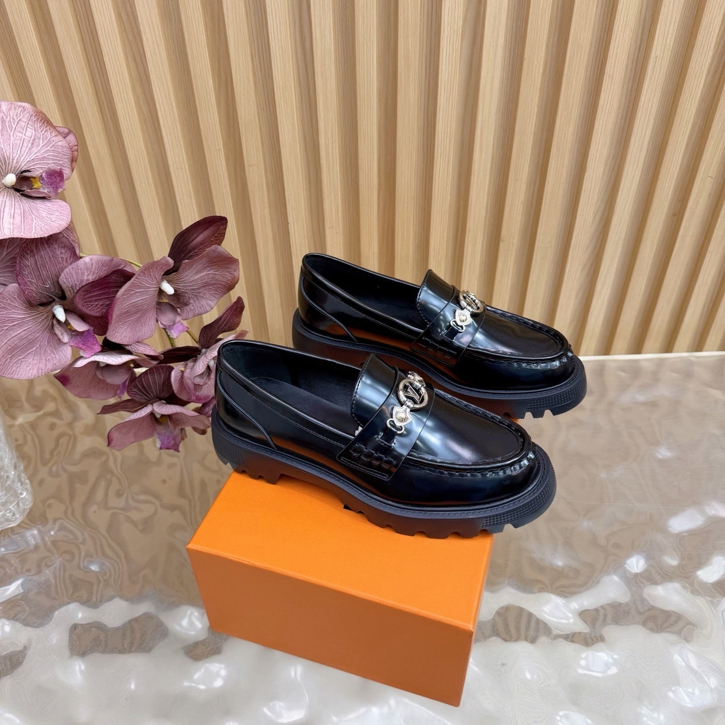 BLACK CHUNKY SOLE DESIGNER LOAFERS