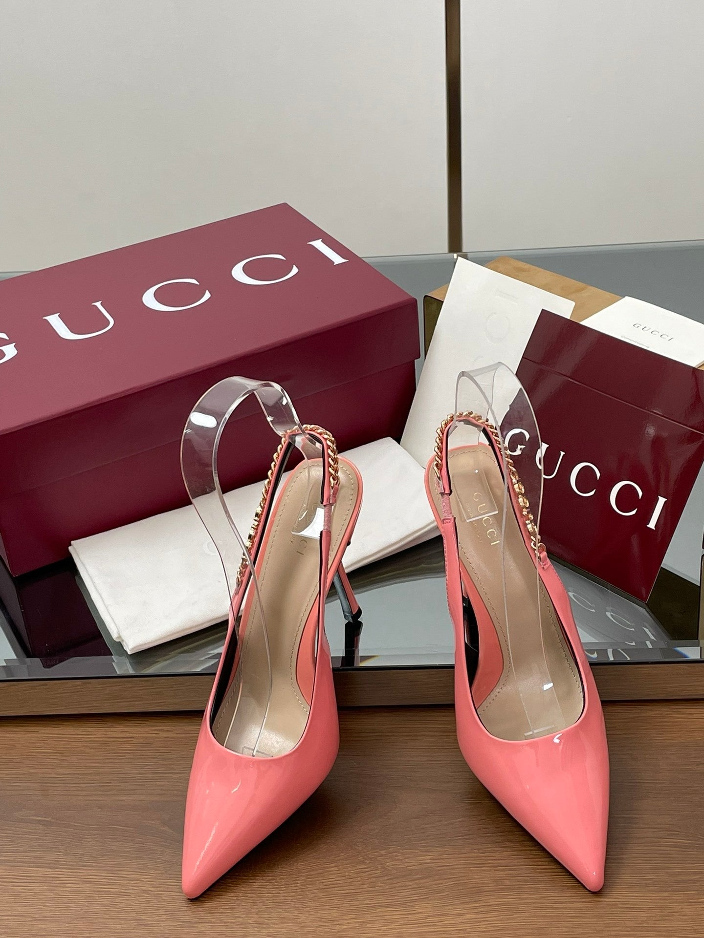 PINK PATENT SLINGBACK HEELS