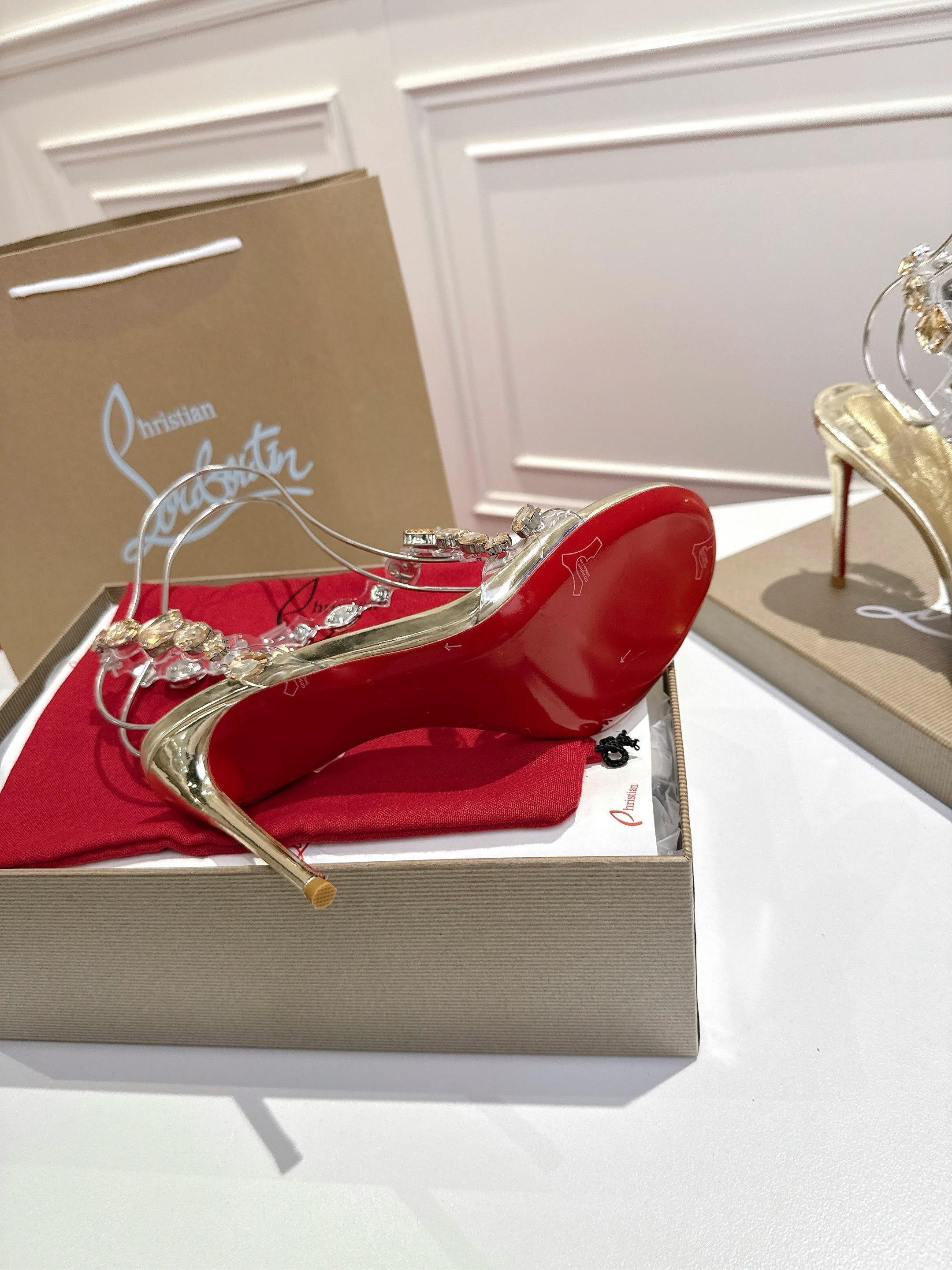 GOLD EMBELLISHED CRYSTAL STRAPPY STILETTO SANDALS