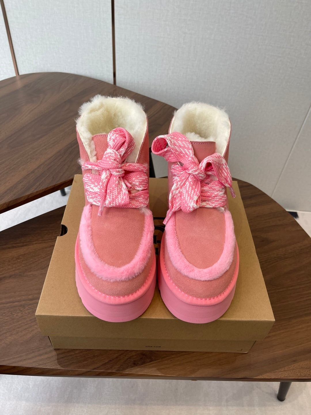 COZY PLATFORM ANKLE BOOTS – PINK