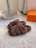 PLUSH BROWN LOUNGE SLIDES WITH ULTRA SOFT FINISH