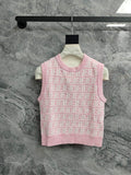 PINK MONOGRAM KNIT SLEEVELESS TOP