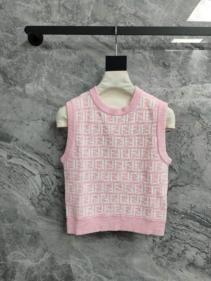 PINK MONOGRAM KNIT SLEEVELESS TOP