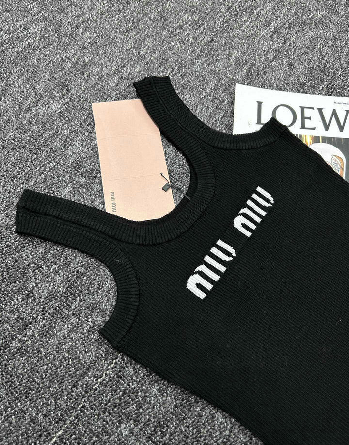 RIBBED LOGO KNIT TANK TOP