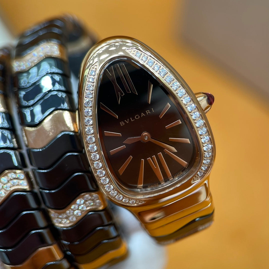 LUXURY SERPENT WATCH – GOLD & BLACK EDITION