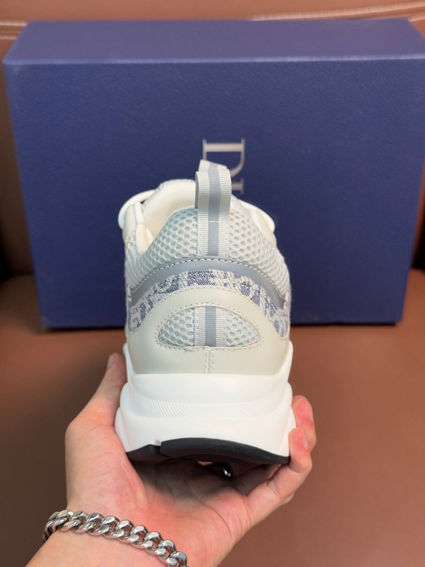 WHITE & GREY MONOGRAM CHUNKY DESIGNER SNEAKERS