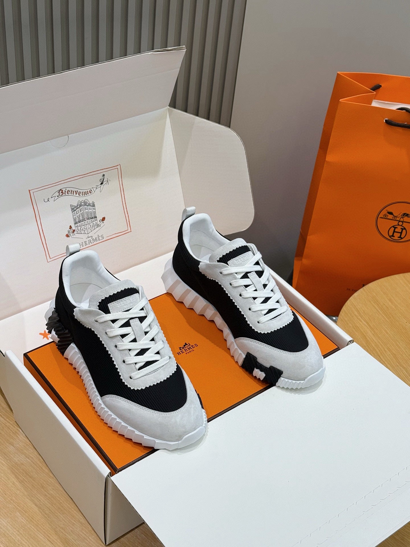 BLACK & WHITE TWO-TONE DESIGNER SNEAKERS