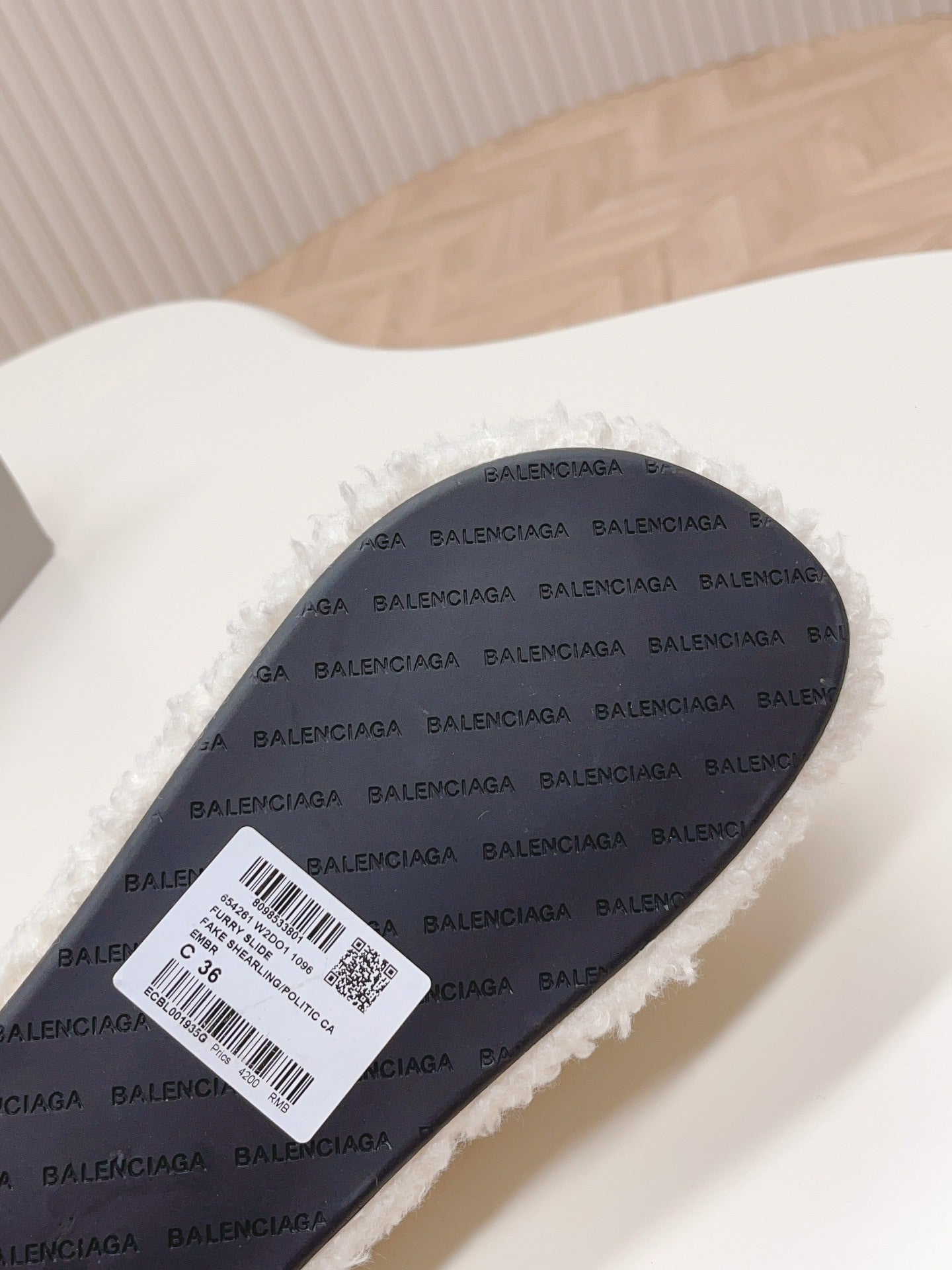 WHITE SHERPA LOGO PLATFORM SLIDE SANDALS