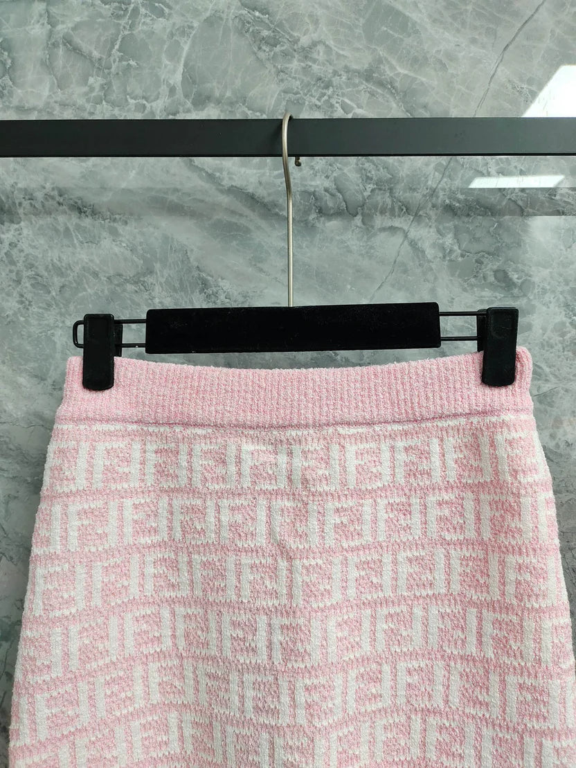 PINK MONOGRAM KNIT MINI SKIRT