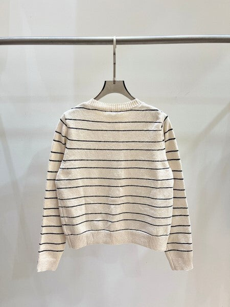 STRIPED BUTTON KNIT CARDIGAN