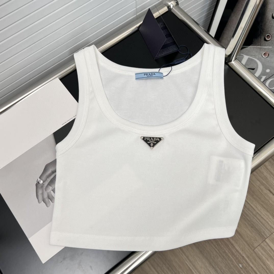 TRIANGLE LOGO FITTED CROP TANK TOP