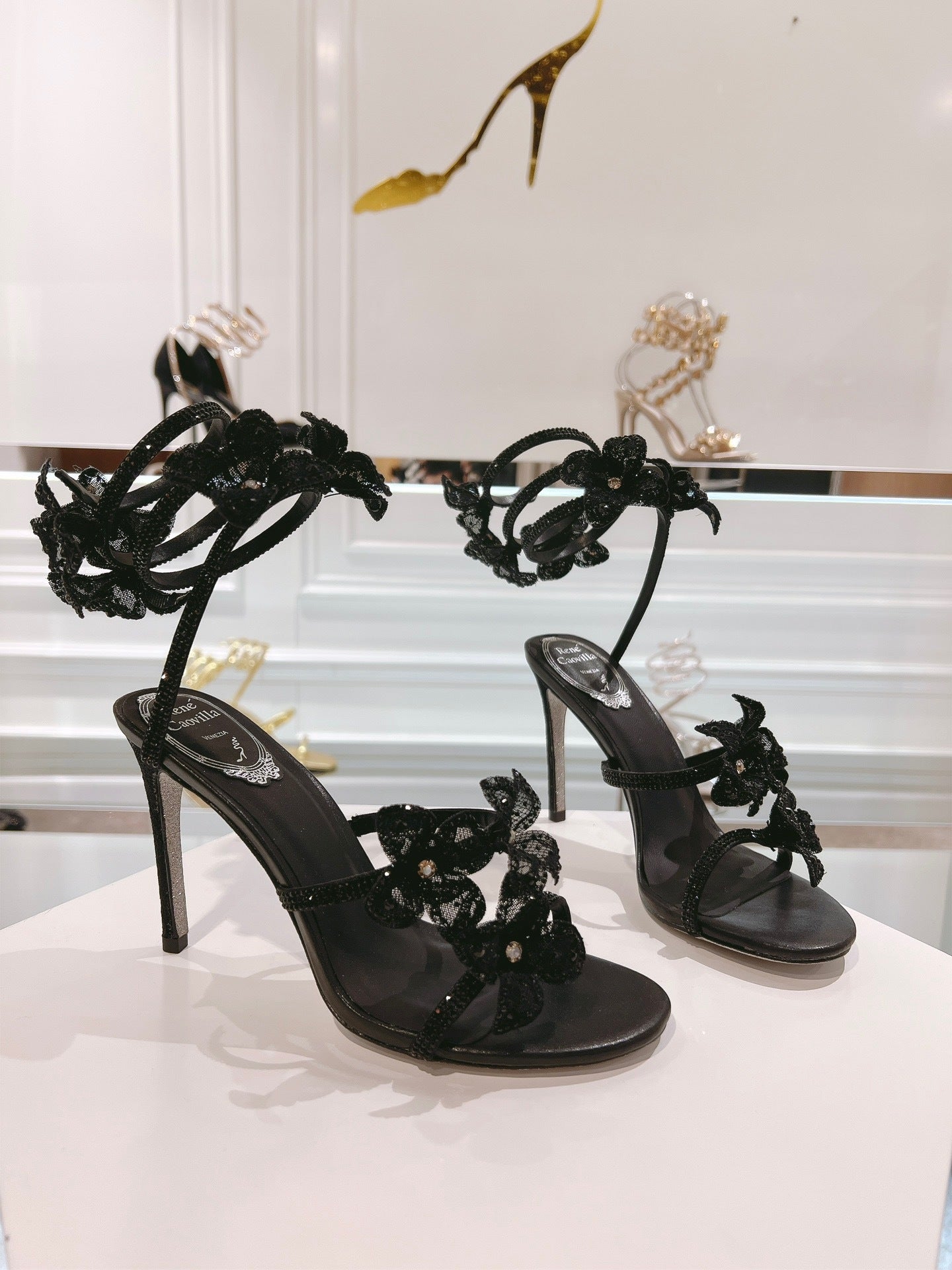 MIDNIGHT FLORAL HEELS