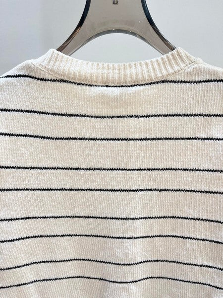 STRIPED BUTTON KNIT CARDIGAN