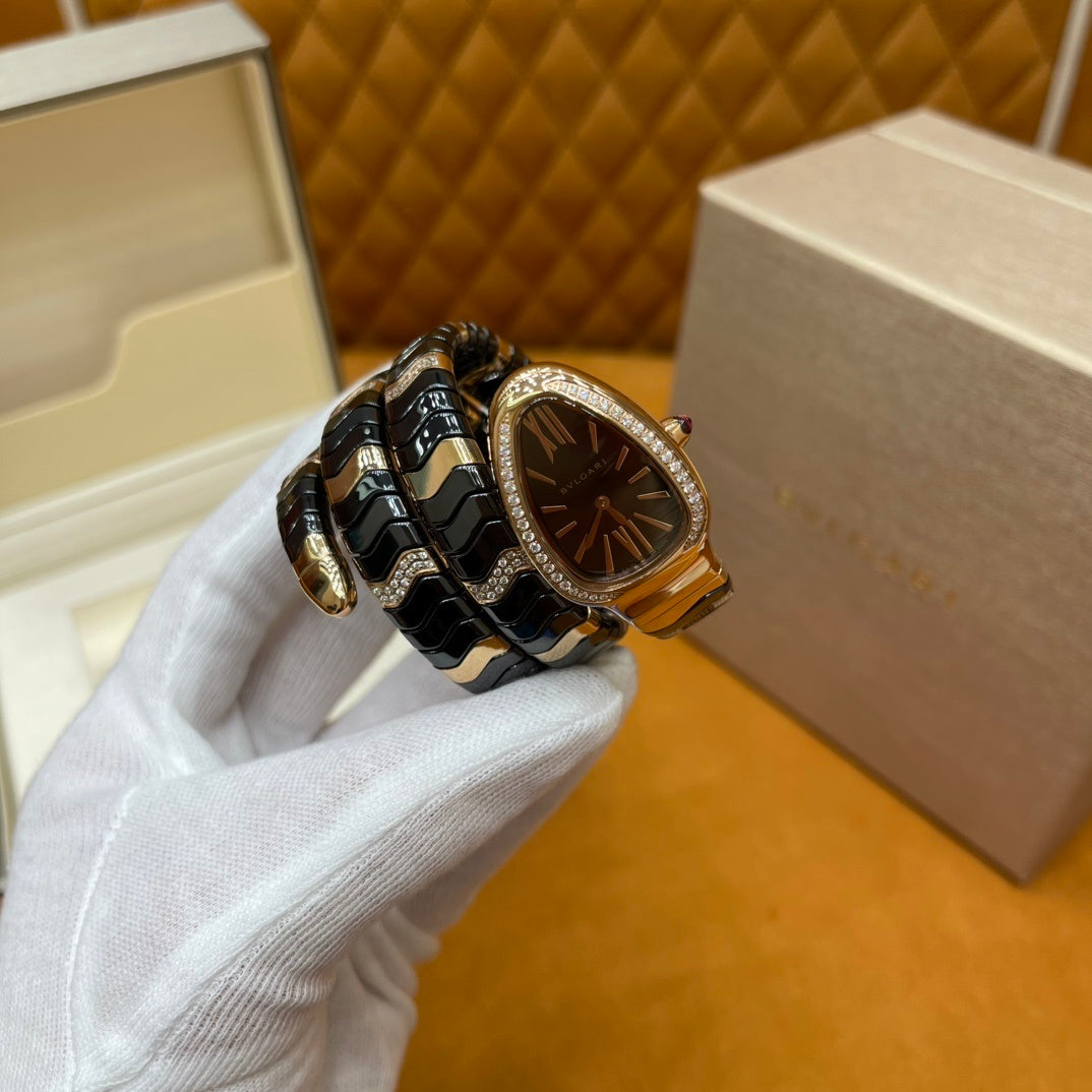 LUXURY SERPENT WATCH – GOLD & BLACK EDITION