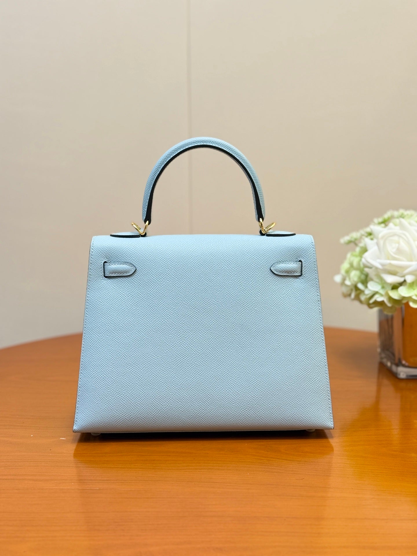 POWDER BLUE ELEGANCE TOP HANDLE BAG
