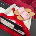 CHAIN LOGO FLAT SLIDE SANDALS
