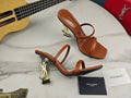 BROWN STRAPPY HIGH HEEL SANDALS