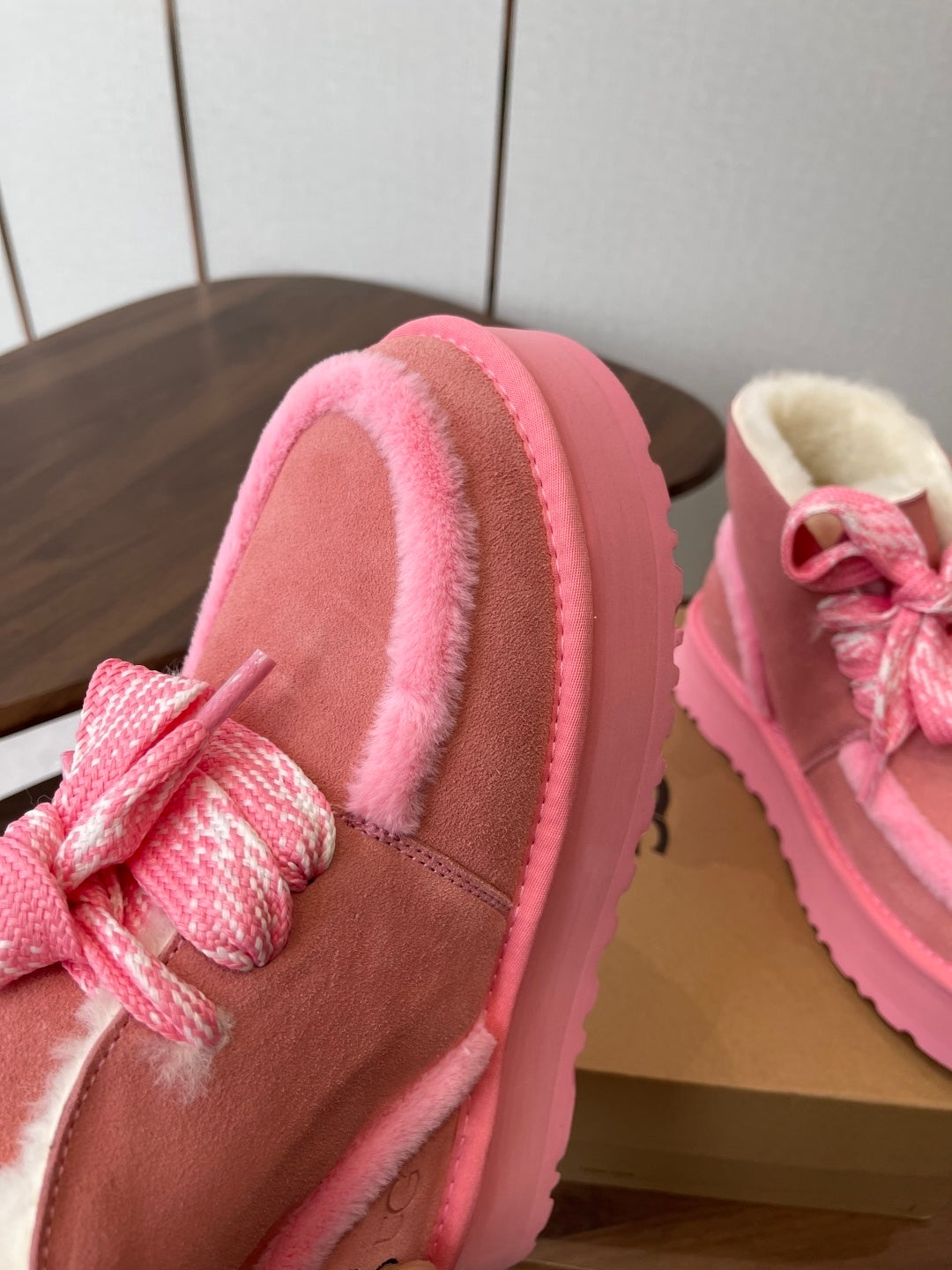 COZY PLATFORM ANKLE BOOTS – PINK