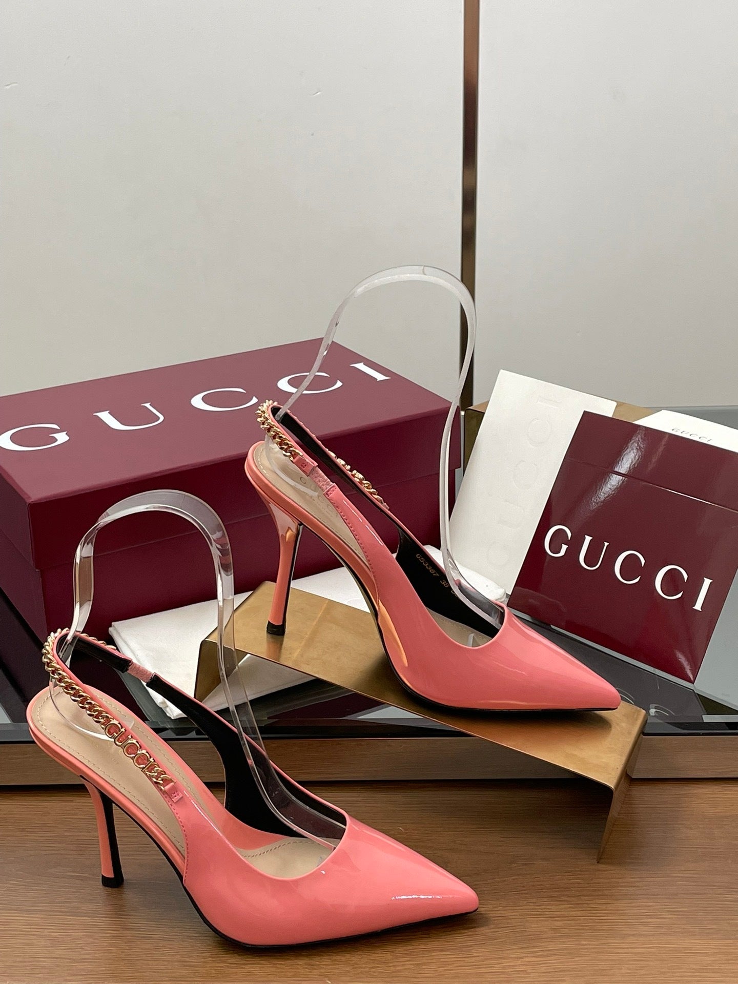 PINK PATENT SLINGBACK HEELS