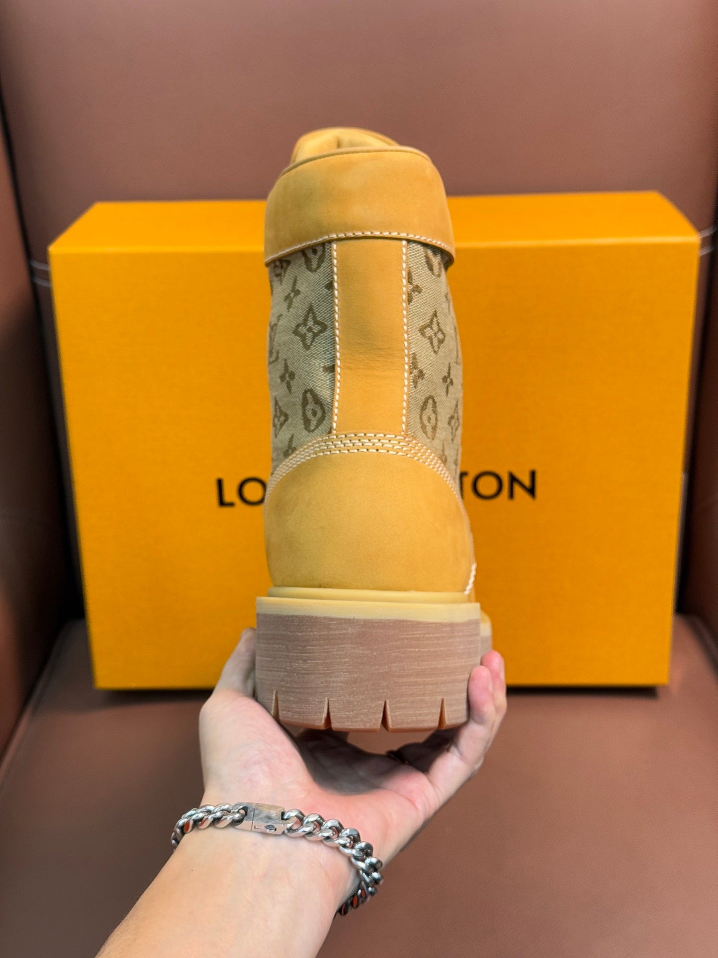 TAN MONOGRAMM CANVAS KAMPFSTIEFEL