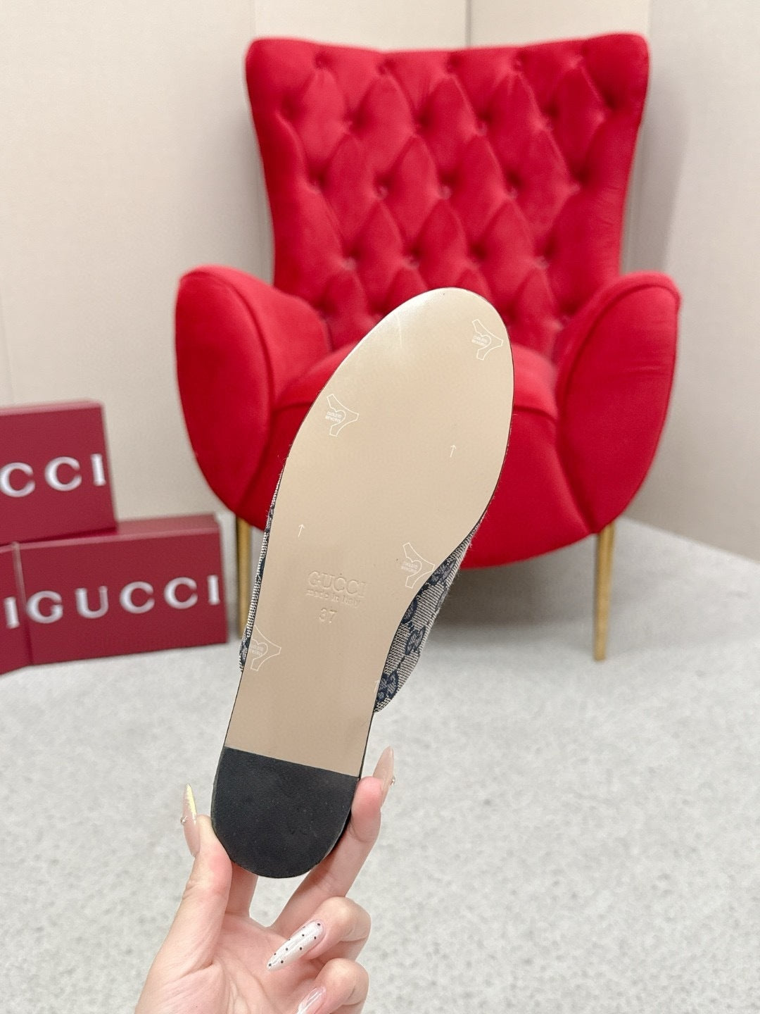 CANVAS MULE LOAFERS WITH GOLD HORSEBIT DETAIL