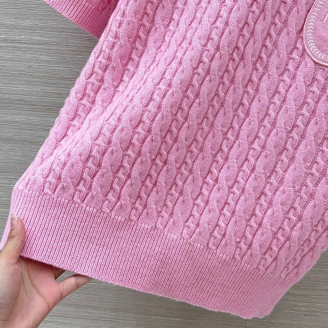 CABLE KNIT SHORT SLEEVE POLO