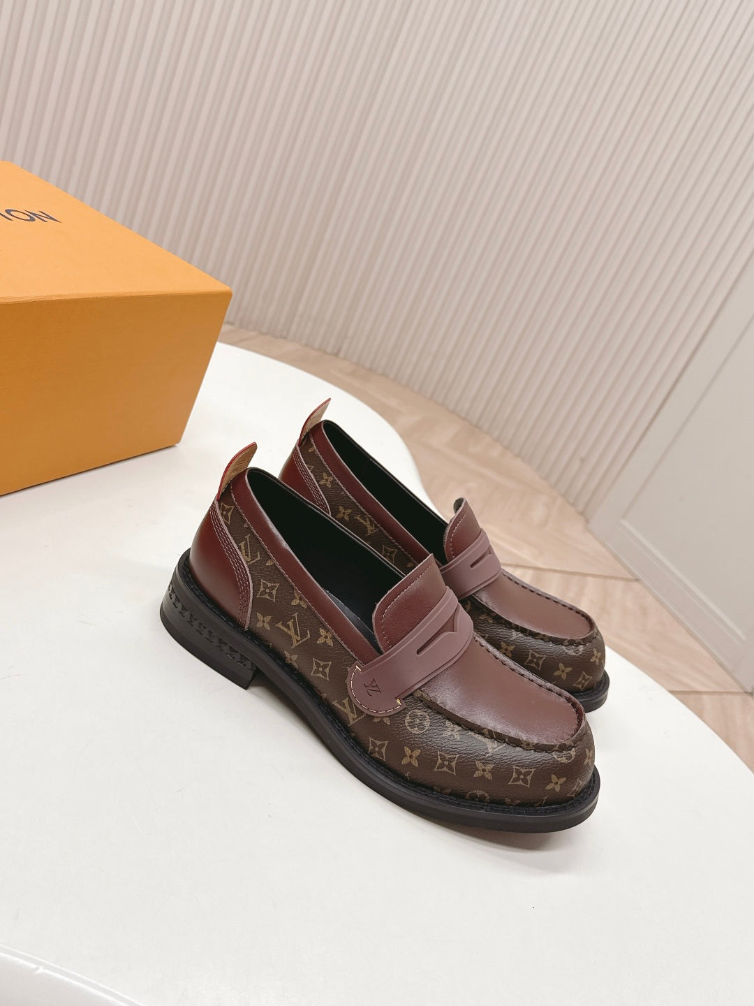 BROWN MONOGRAM CLASSIC PENNY LOAFERS