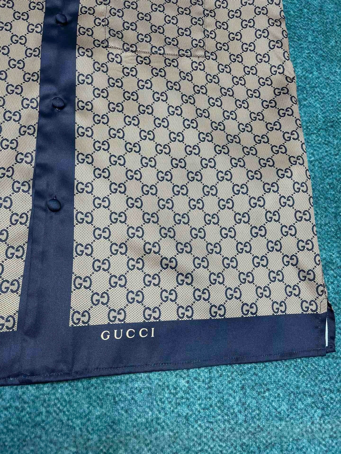 MONOGRAM PRINT SILK-STYLE SHIRT & SHORTS SET