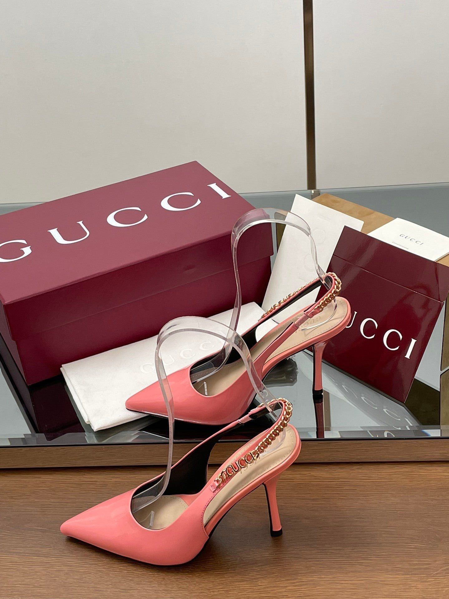 PINK PATENT SLINGBACK HEELS