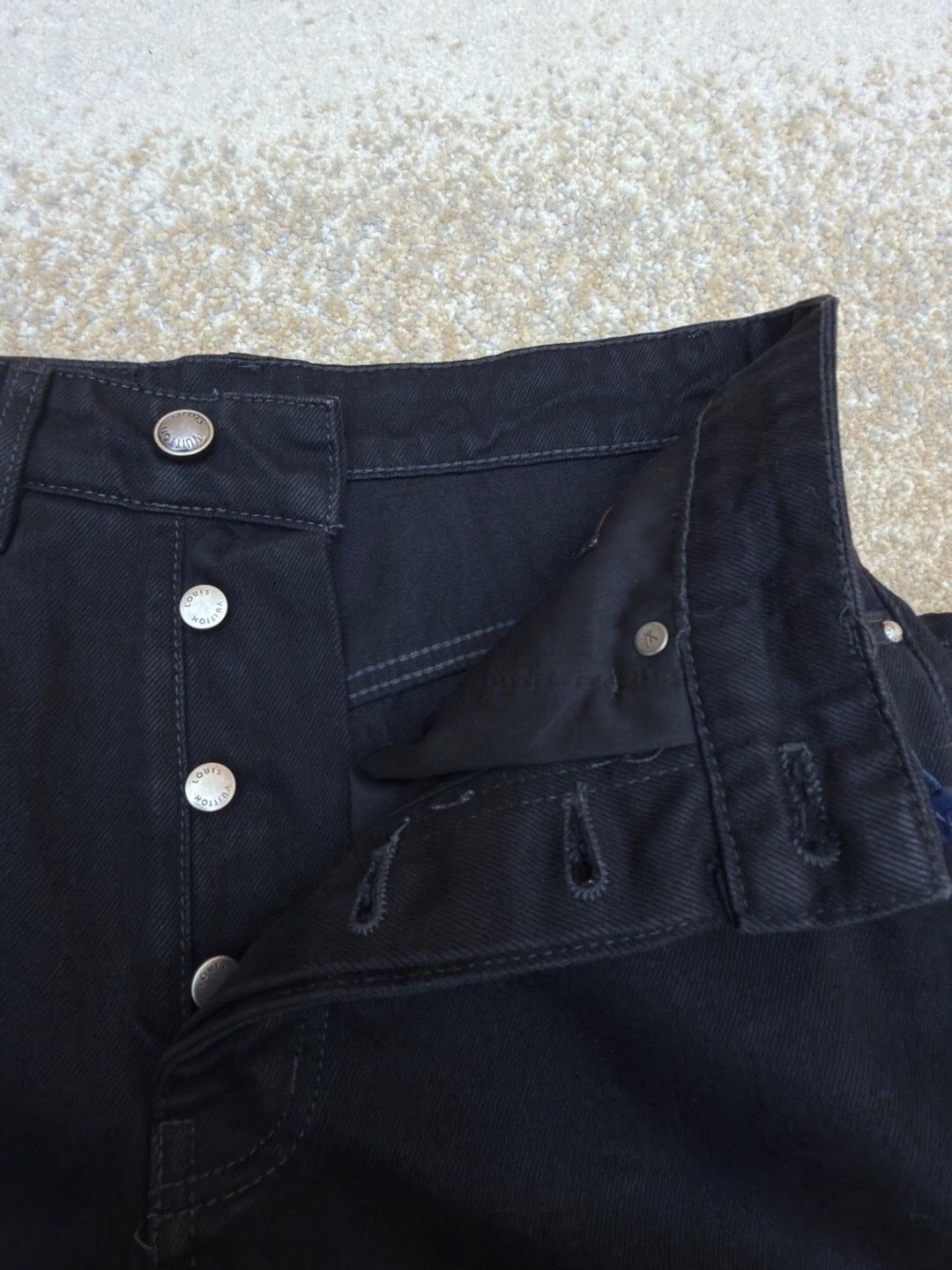 MONOGRAM PANEL STRAIGHT-LEG DENIM JEANS