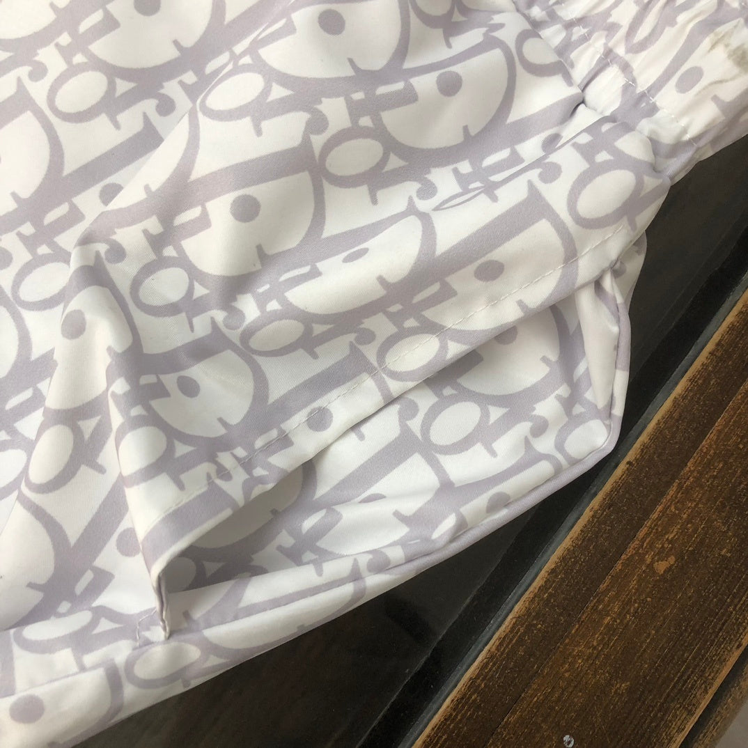 MONOGRAM SWIM SHORTS – LIGHT GREY & WHITE