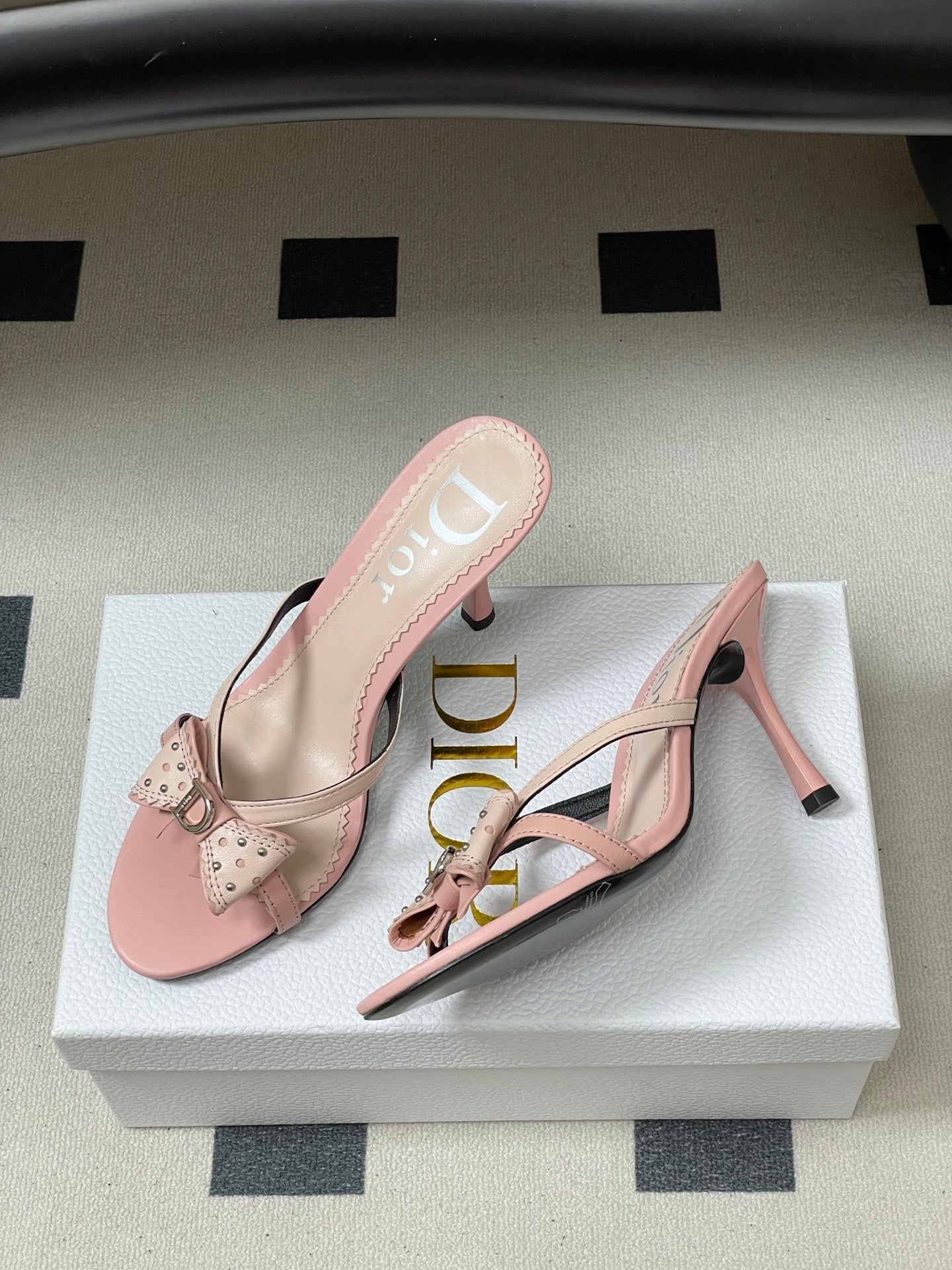 BLUSH PINK BOW DETAIL STRAP STILETTO SANDALS